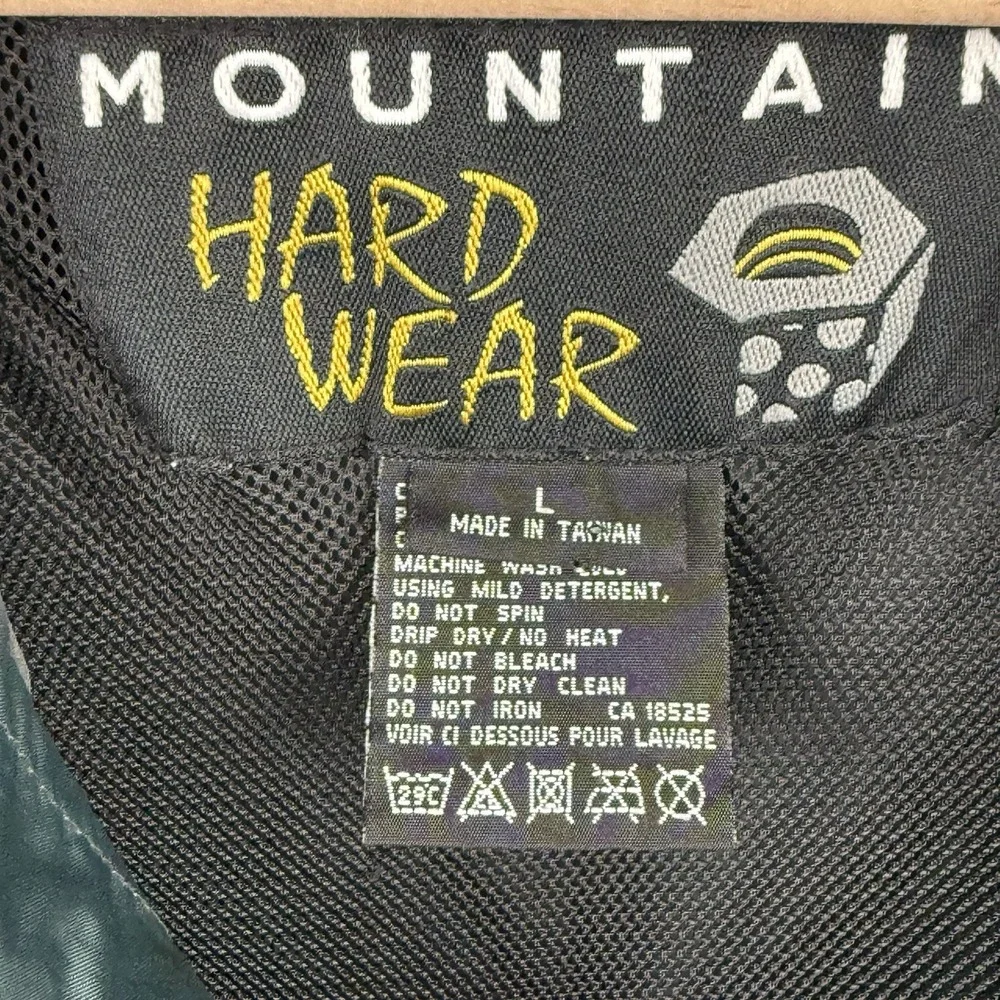 Mountain Hard Wear Rain Coat Mens L Green Hooded Waterproof Full Zip Snaps